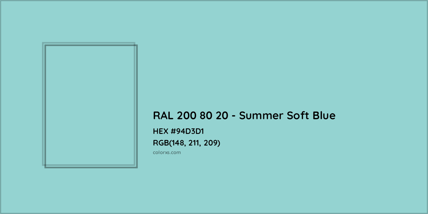 HEX #94D3D1 RAL 200 80 20 - Summer Soft Blue CMS RAL Design - Color Code