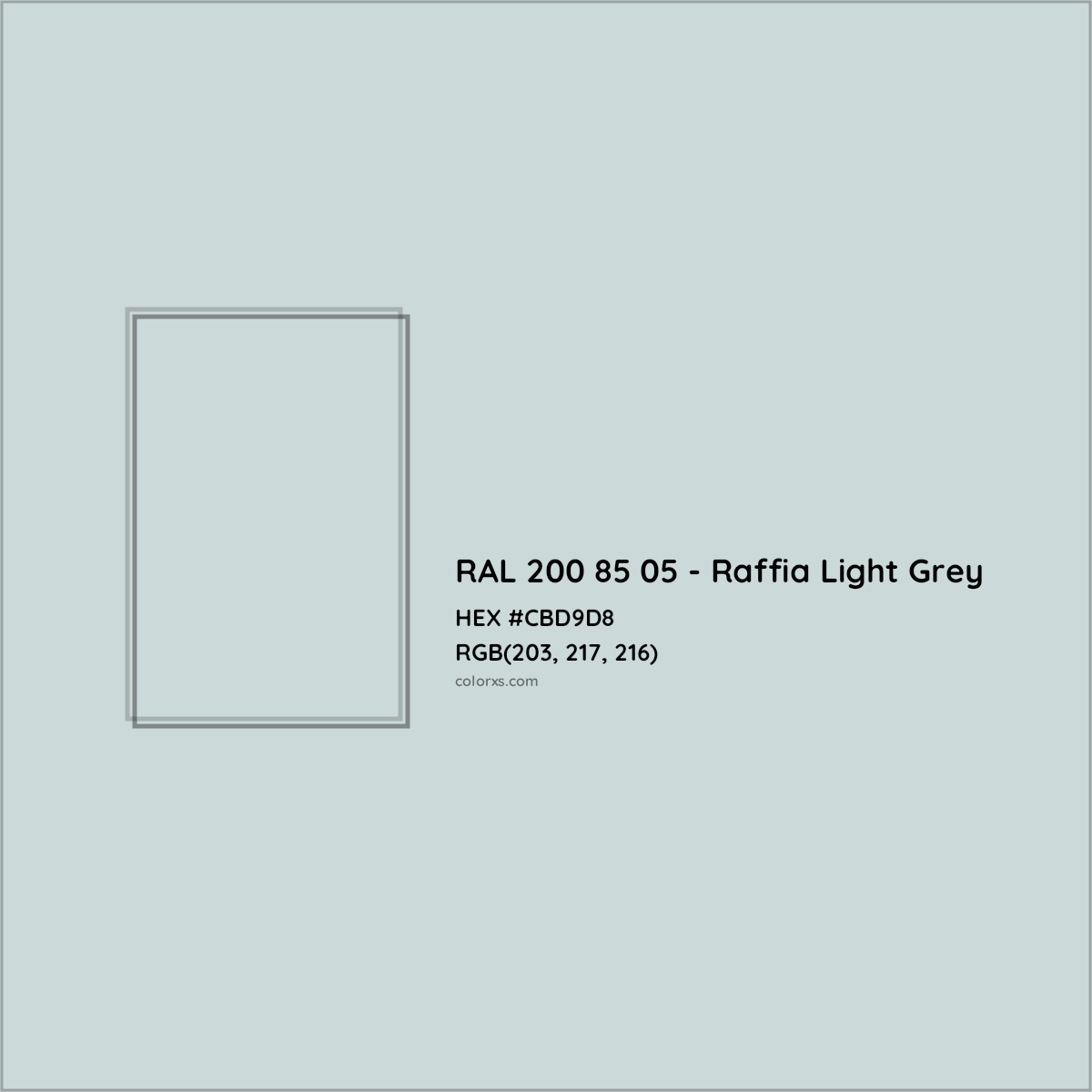 HEX #CBD9D8 RAL 200 85 05 - Raffia Light Grey CMS RAL Design - Color Code