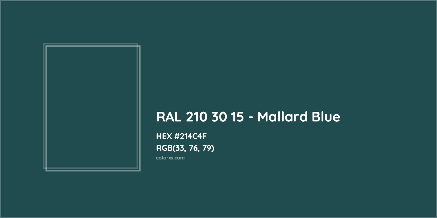HEX #214C4F RAL 210 30 15 - Mallard Blue CMS RAL Design - Color Code