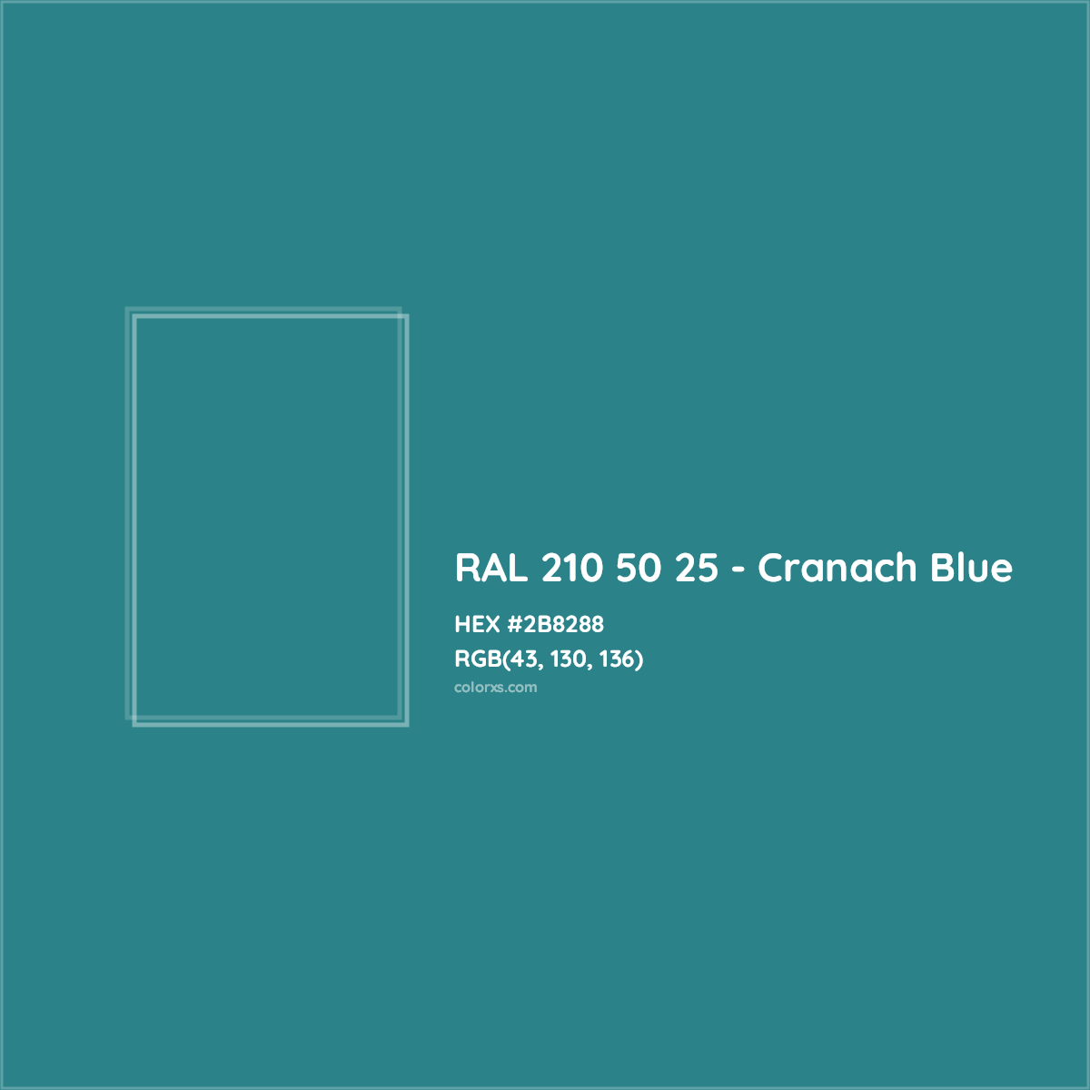 HEX #2B8288 RAL 210 50 25 - Cranach Blue CMS RAL Design - Color Code