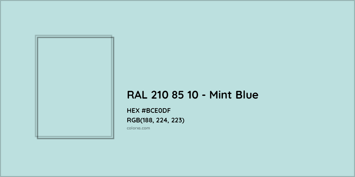 HEX #BCE0DF RAL 210 85 10 - Mint Blue CMS RAL Design - Color Code
