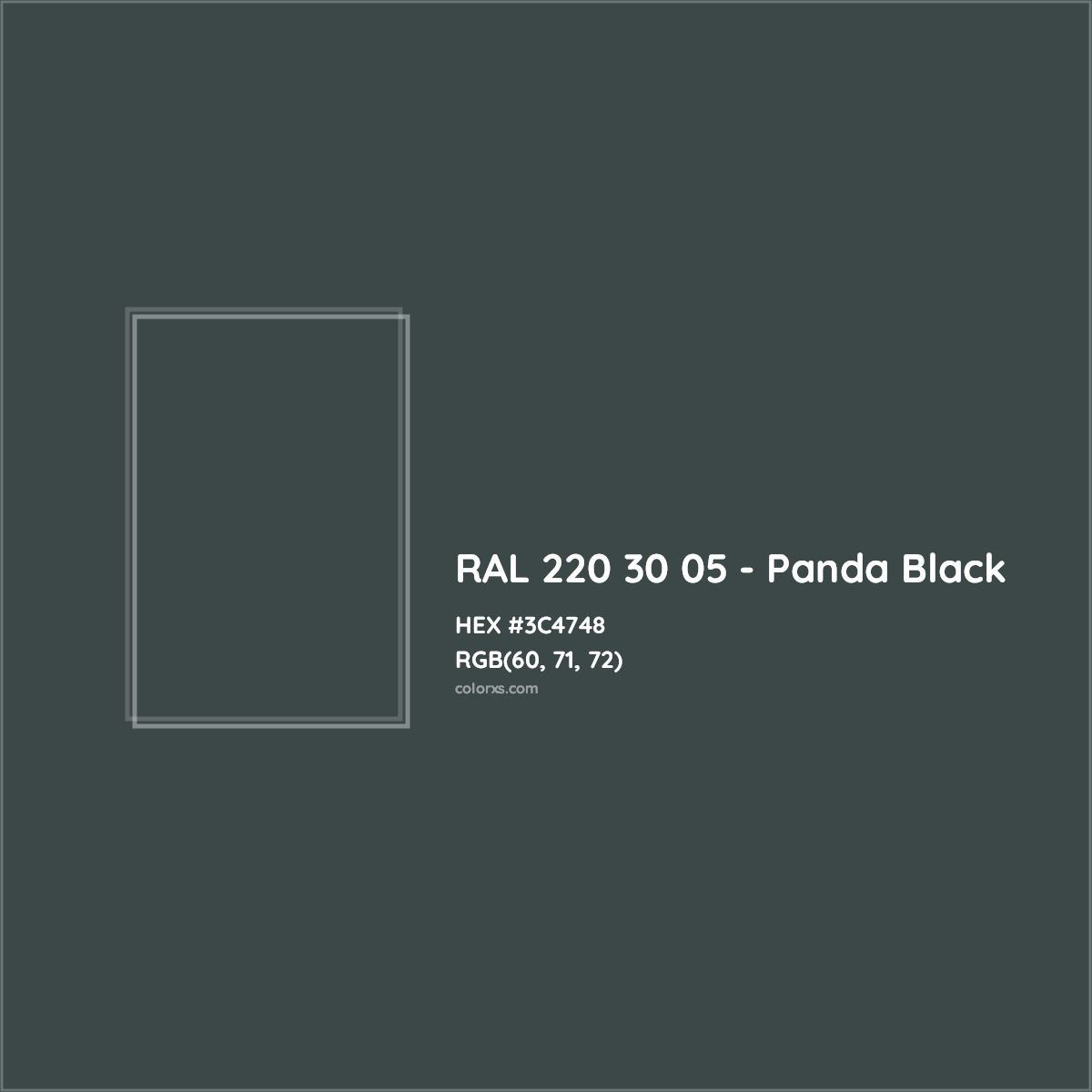 HEX #3C4748 RAL 220 30 05 - Panda Black CMS RAL Design - Color Code