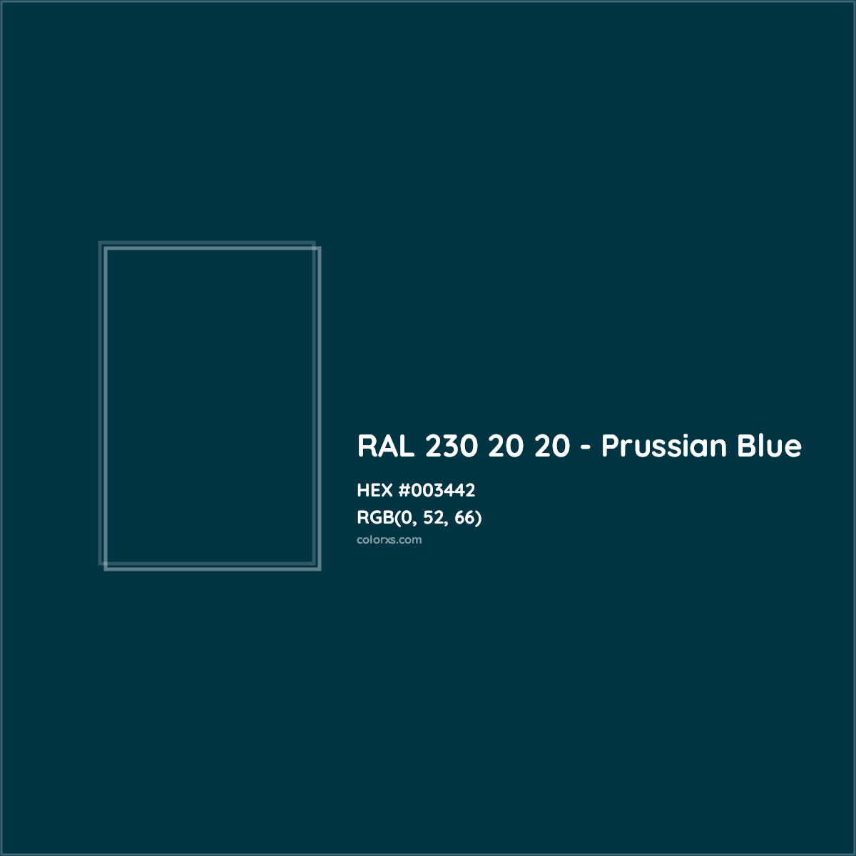 HEX #003442 RAL 230 20 20 - Prussian Blue CMS RAL Design - Color Code