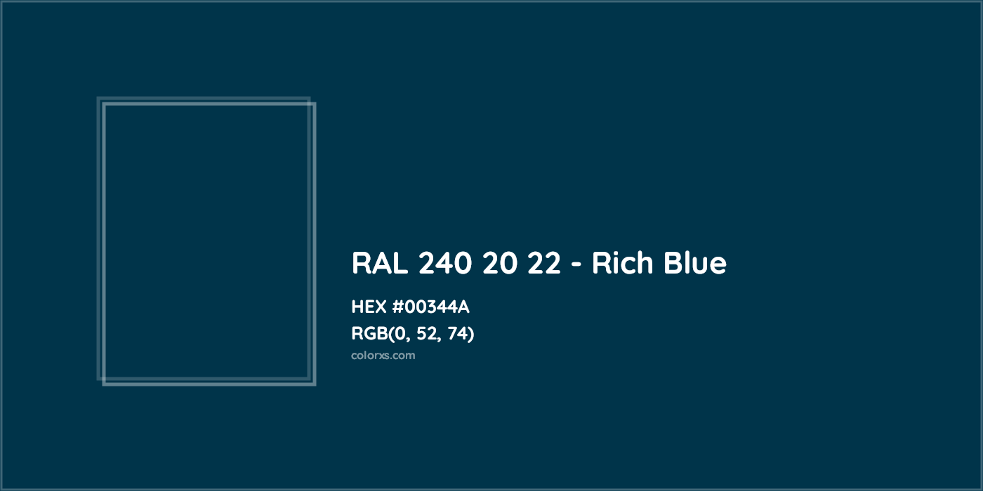 HEX #00344A RAL 240 20 22 - Rich Blue CMS RAL Design - Color Code
