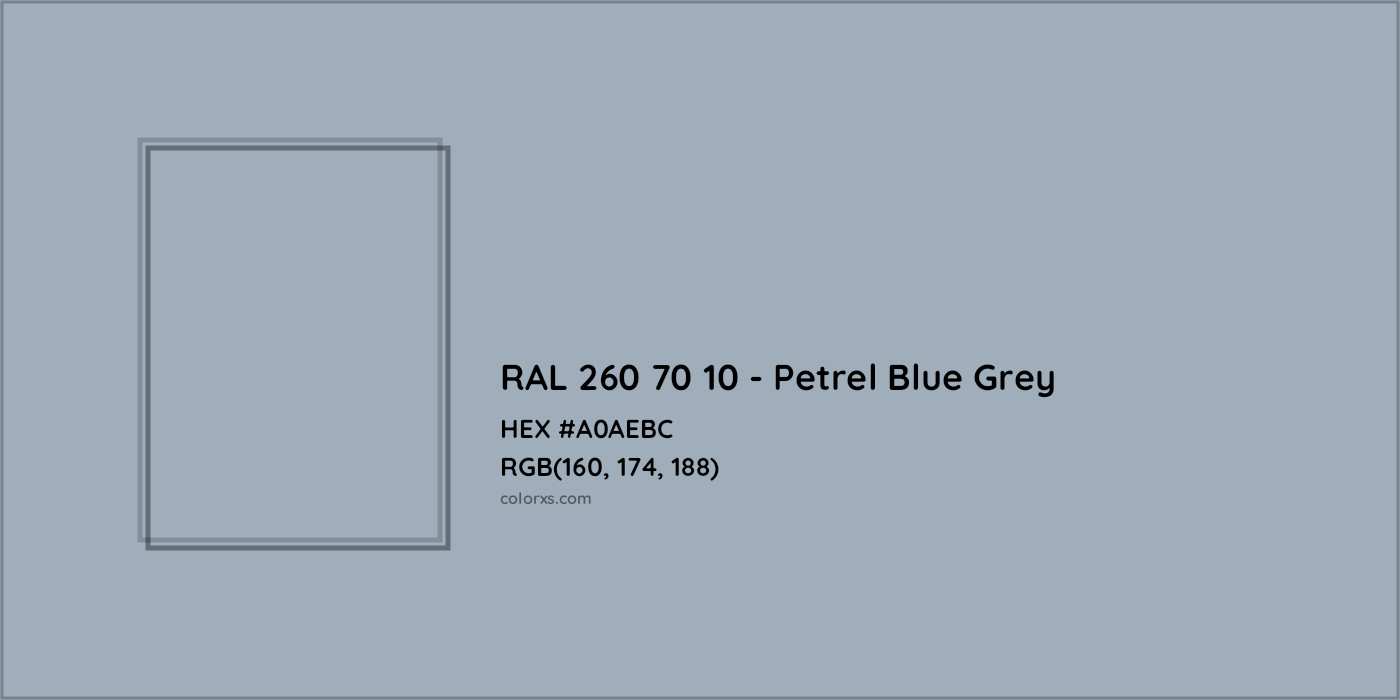 HEX #A0AEBC RAL 260 70 10 - Petrel Blue Grey CMS RAL Design - Color Code