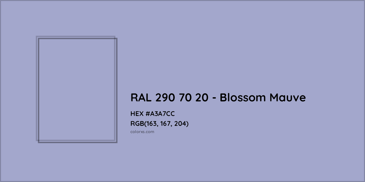 HEX #A3A7CC RAL 290 70 20 - Blossom Mauve CMS RAL Design - Color Code