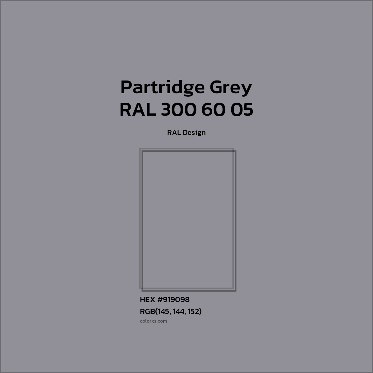HEX #919098 RAL 300 60 05 - Partridge Grey CMS RAL Design - Color Code