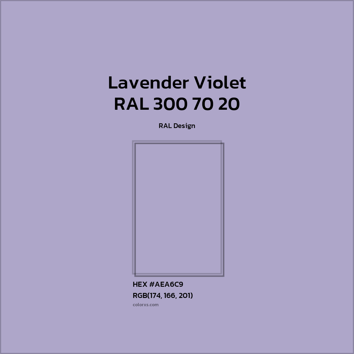 HEX #AEA6C9 RAL 300 70 20 - Lavender Violet CMS RAL Design - Color Code