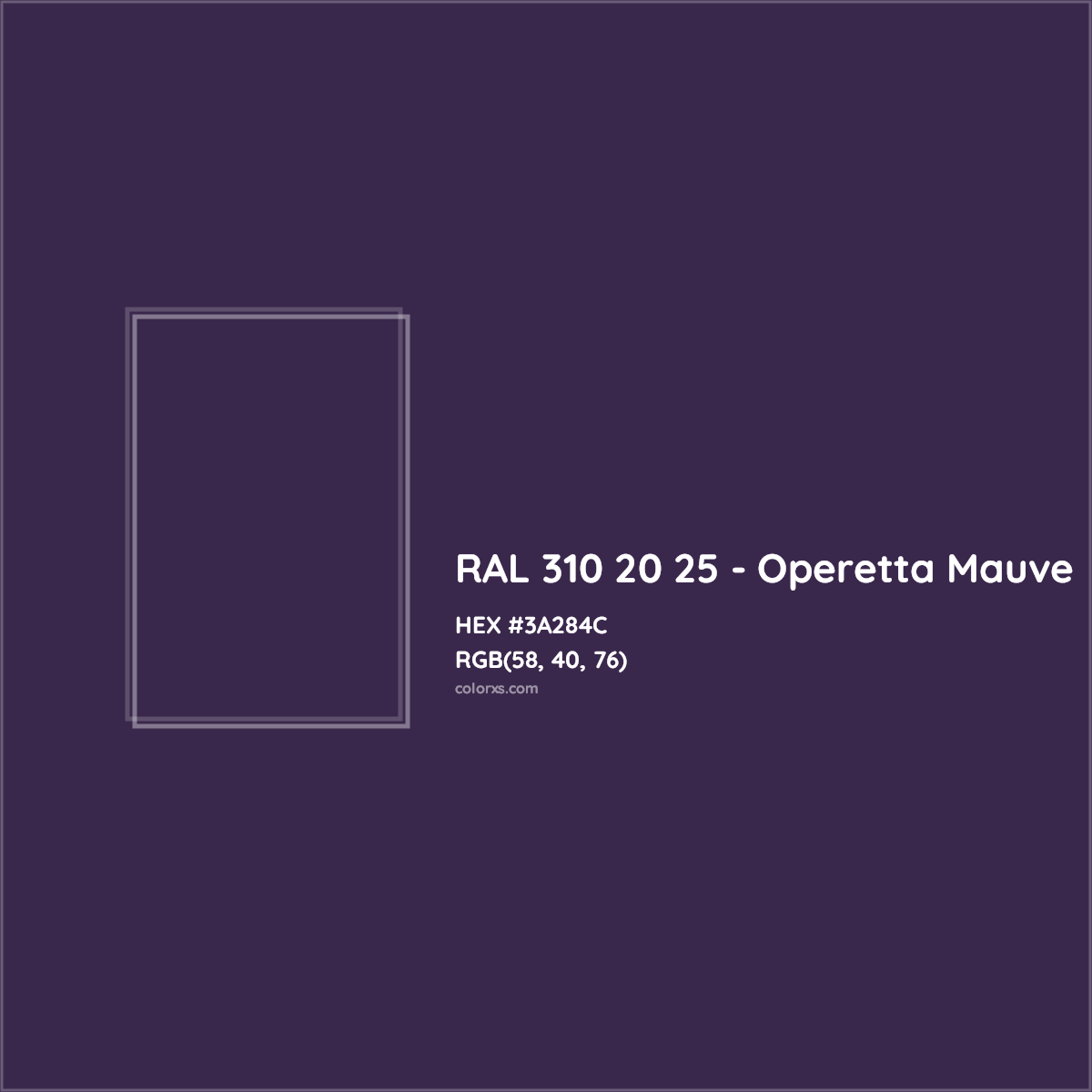 HEX #3A284C RAL 310 20 25 - Operetta Mauve CMS RAL Design - Color Code