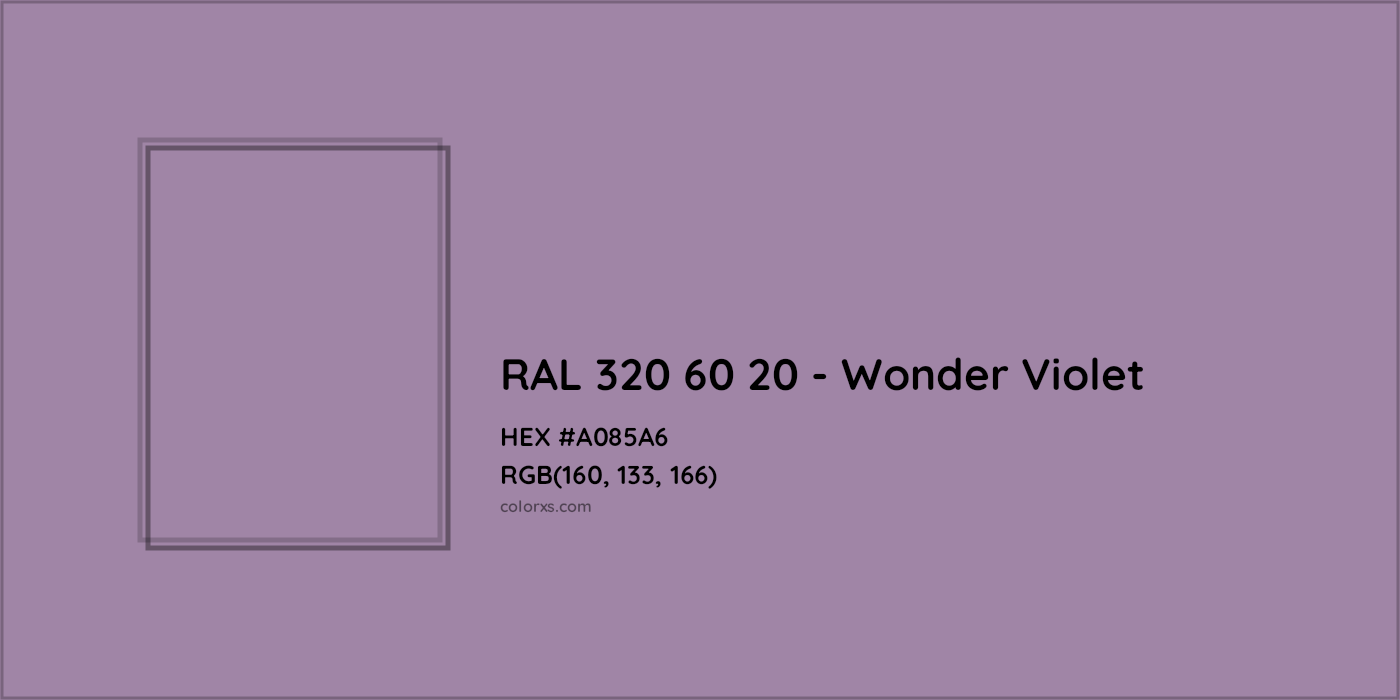 HEX #A085A6 RAL 320 60 20 - Wonder Violet CMS RAL Design - Color Code