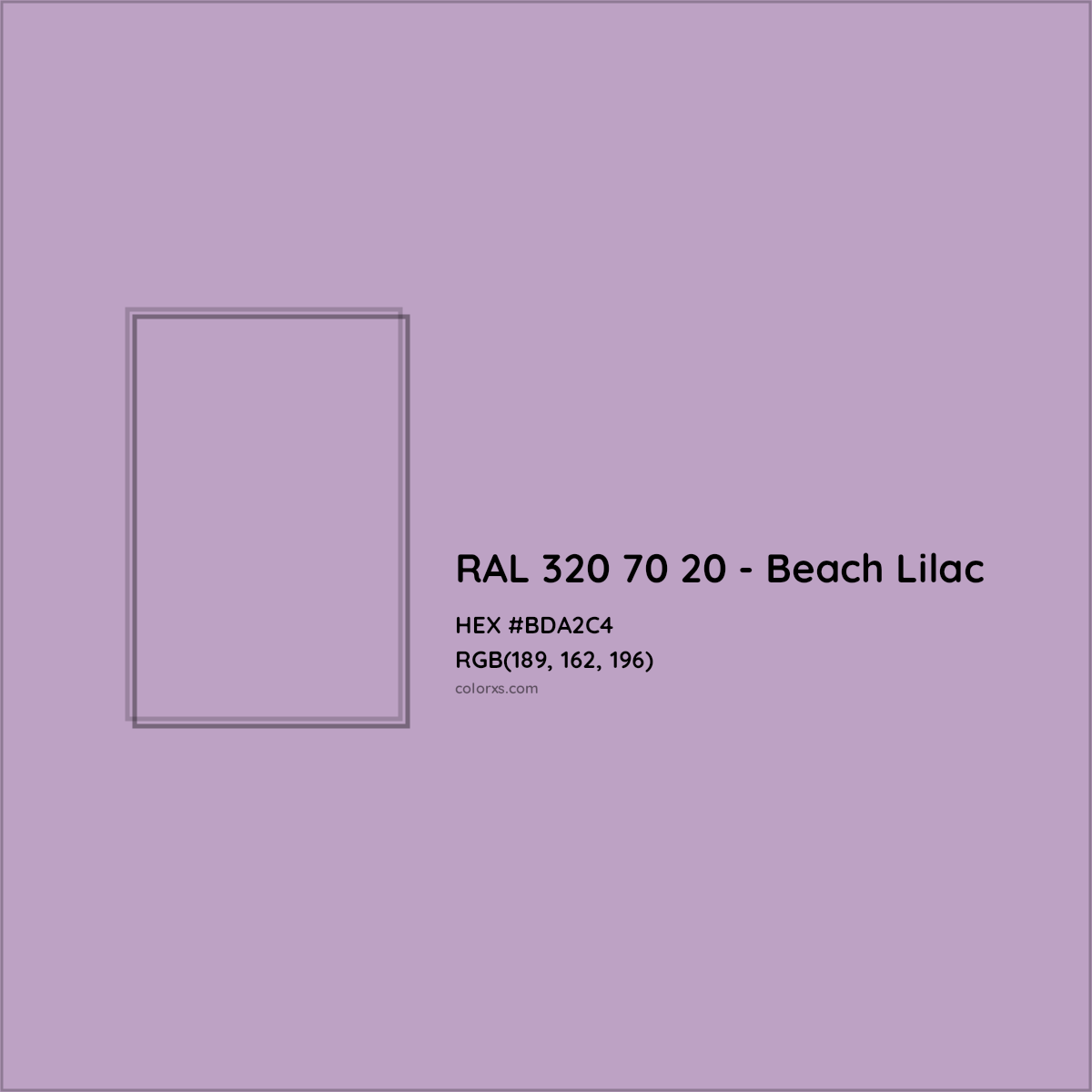 HEX #BDA2C4 RAL 320 70 20 - Beach Lilac CMS RAL Design - Color Code