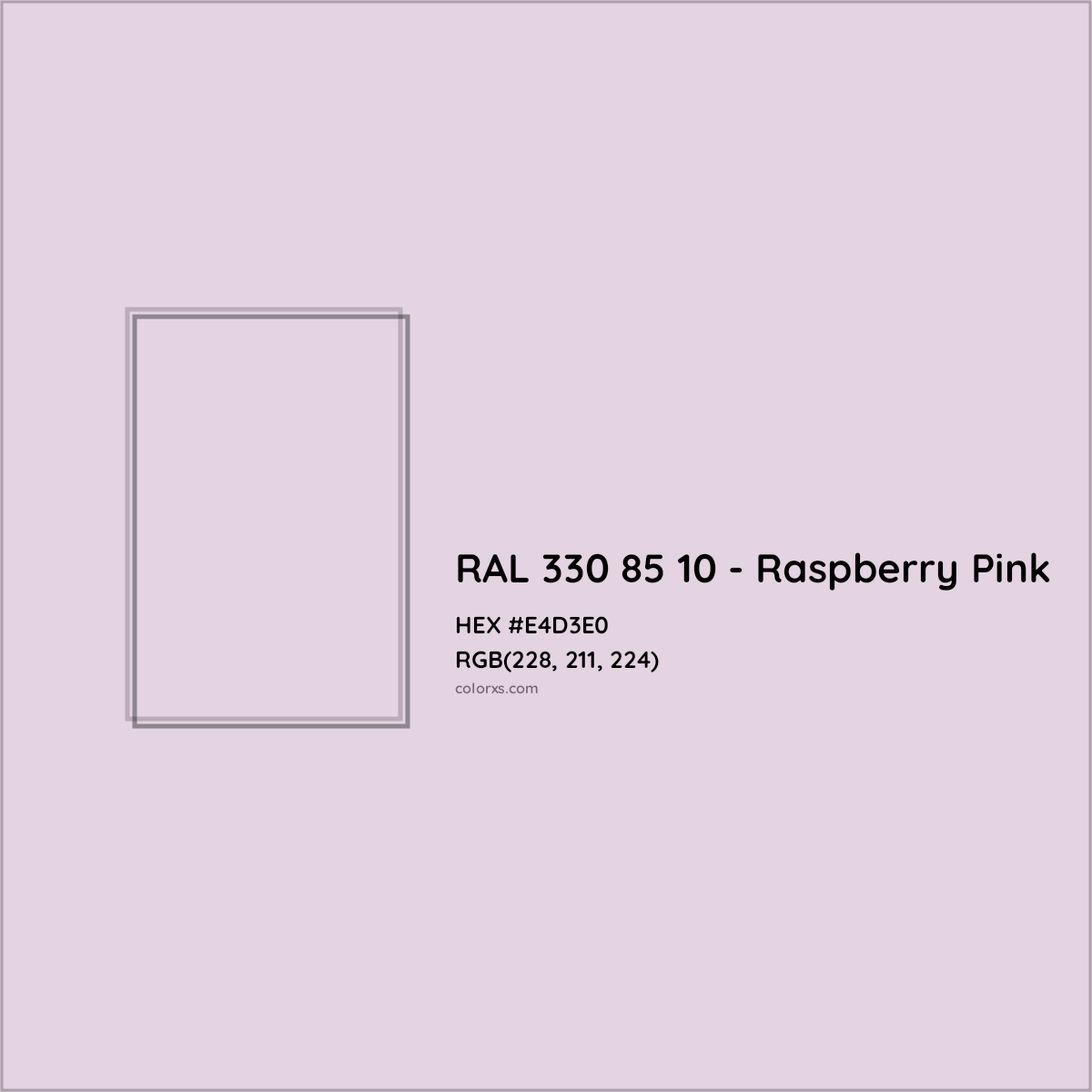 HEX #E4D3E0 RAL 330 85 10 - Raspberry Pink CMS RAL Design - Color Code