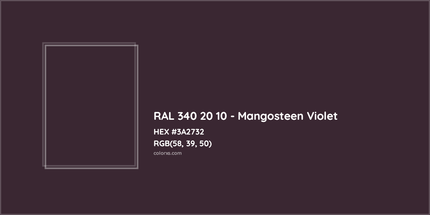 HEX #3A2732 RAL 340 20 10 - Mangosteen Violet CMS RAL Design - Color Code