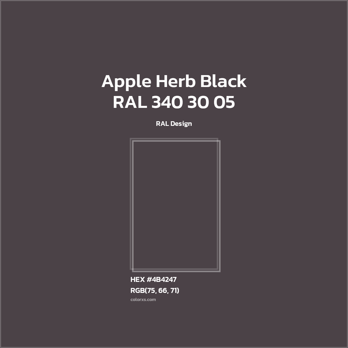 HEX #4B4247 RAL 340 30 05 - Apple Herb Black CMS RAL Design - Color Code