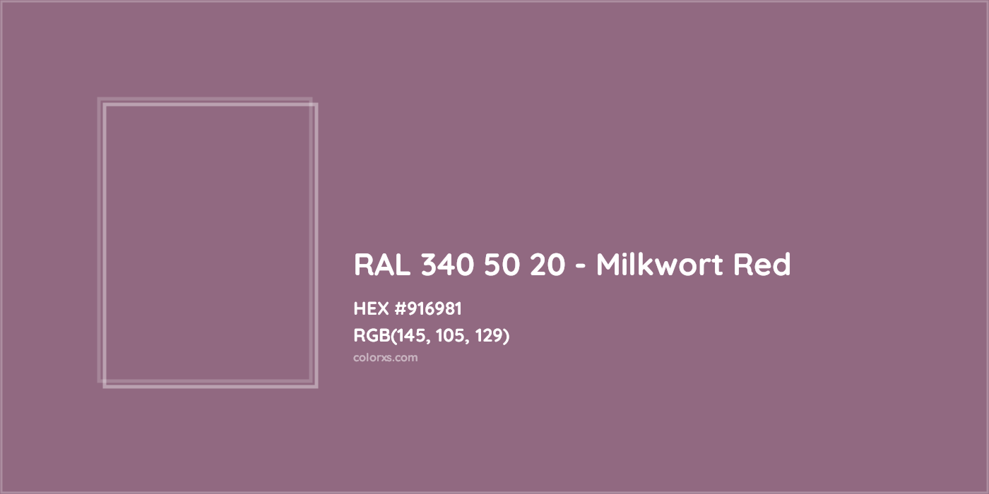 HEX #916981 RAL 340 50 20 - Milkwort Red CMS RAL Design - Color Code