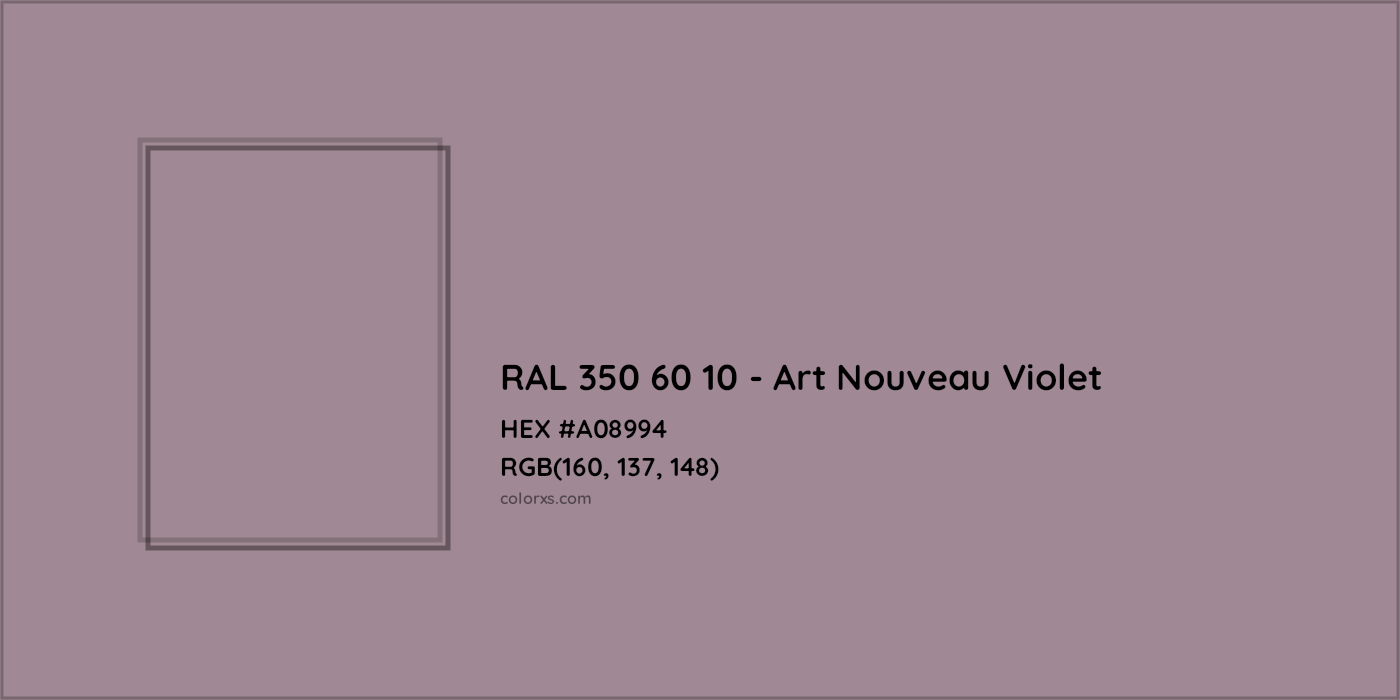 HEX #A08994 RAL 350 60 10 - Art Nouveau Violet CMS RAL Design - Color Code
