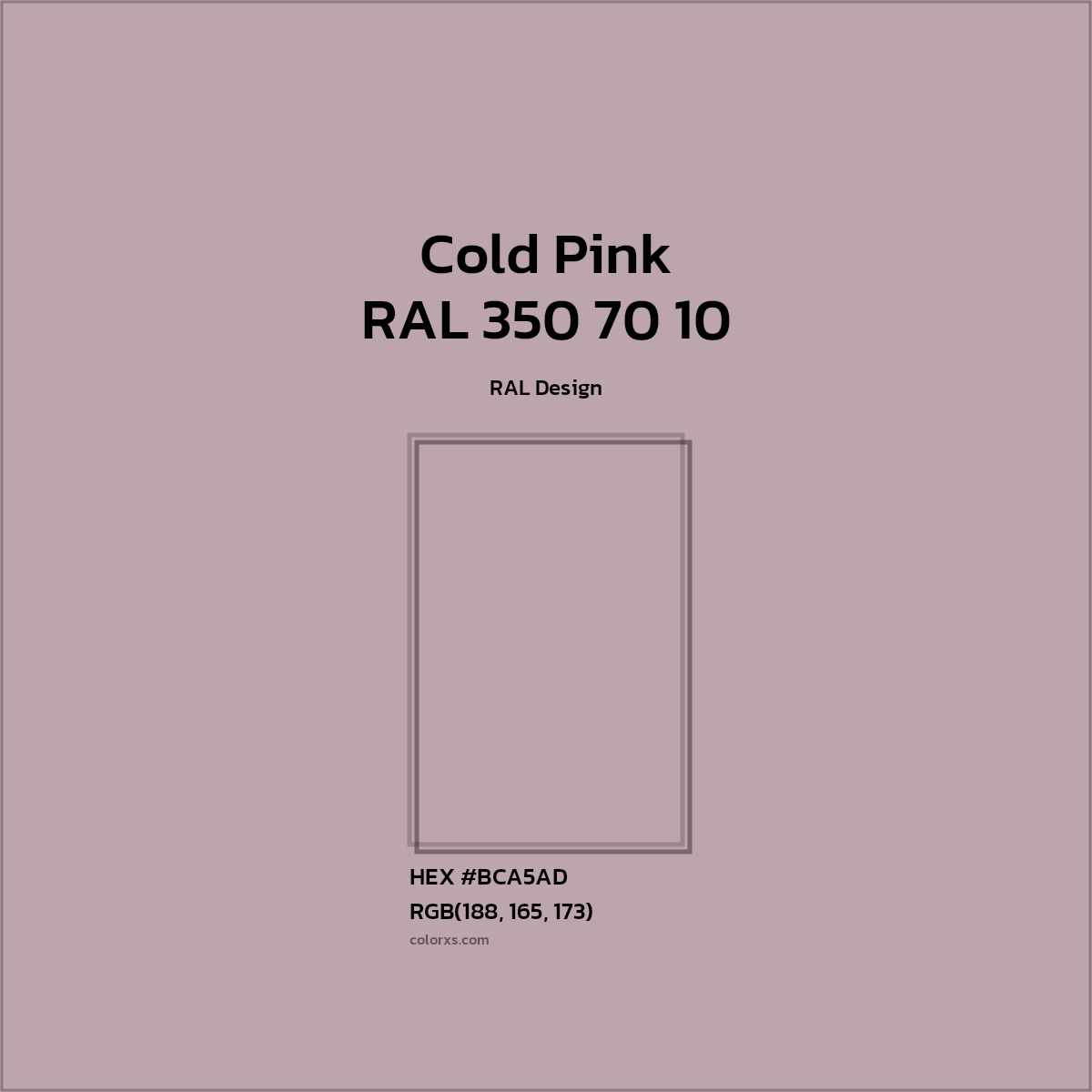 HEX #BCA5AD RAL 350 70 10 - Cold Pink CMS RAL Design - Color Code