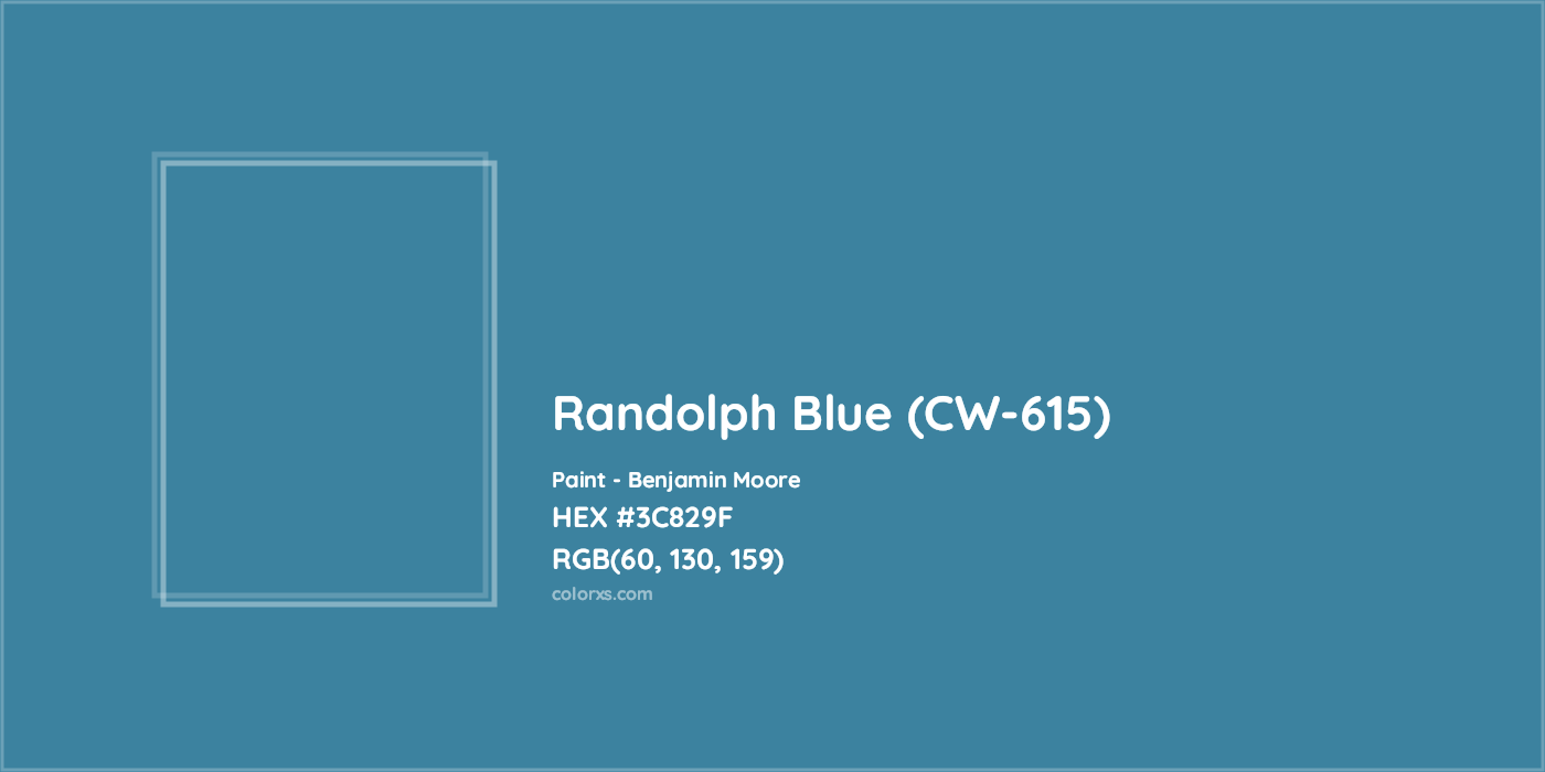 HEX #3C829F Randolph Blue (CW-615) Paint Benjamin Moore - Color Code