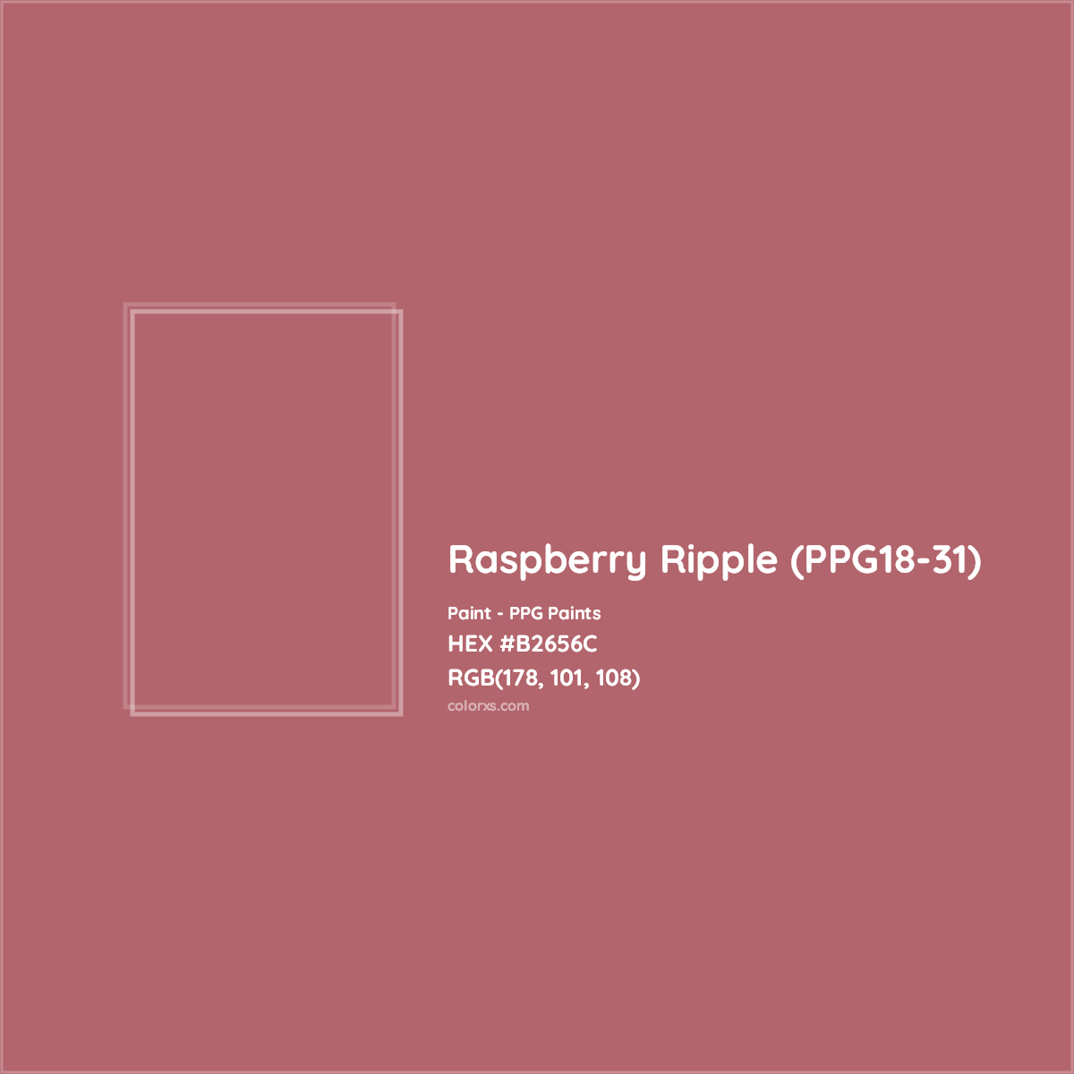 HEX #B2656C Raspberry Ripple (PPG18-31) Paint PPG Paints - Color Code