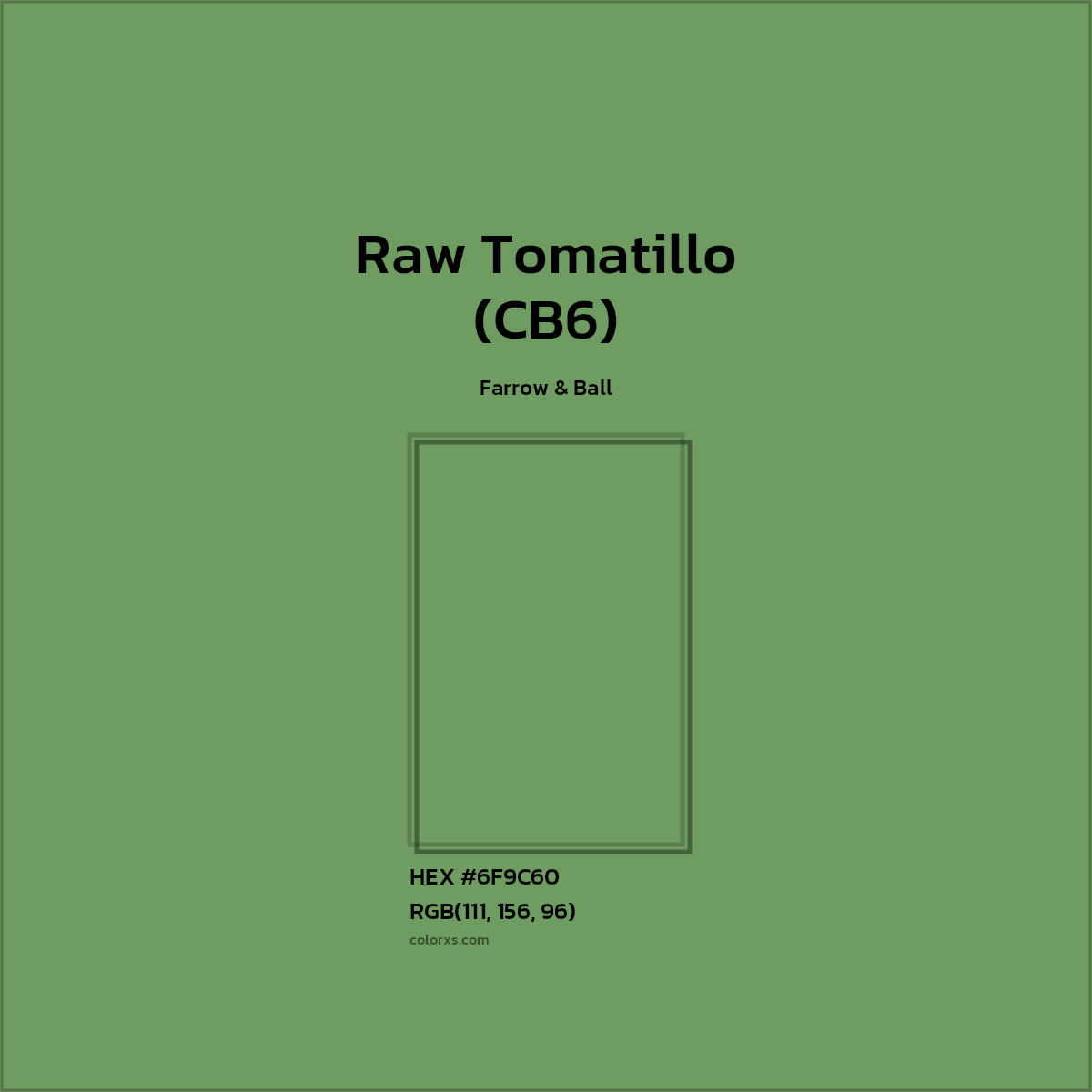 HEX #6F9C60 Raw Tomatillo (CB6) Paint Farrow & Ball - Color Code