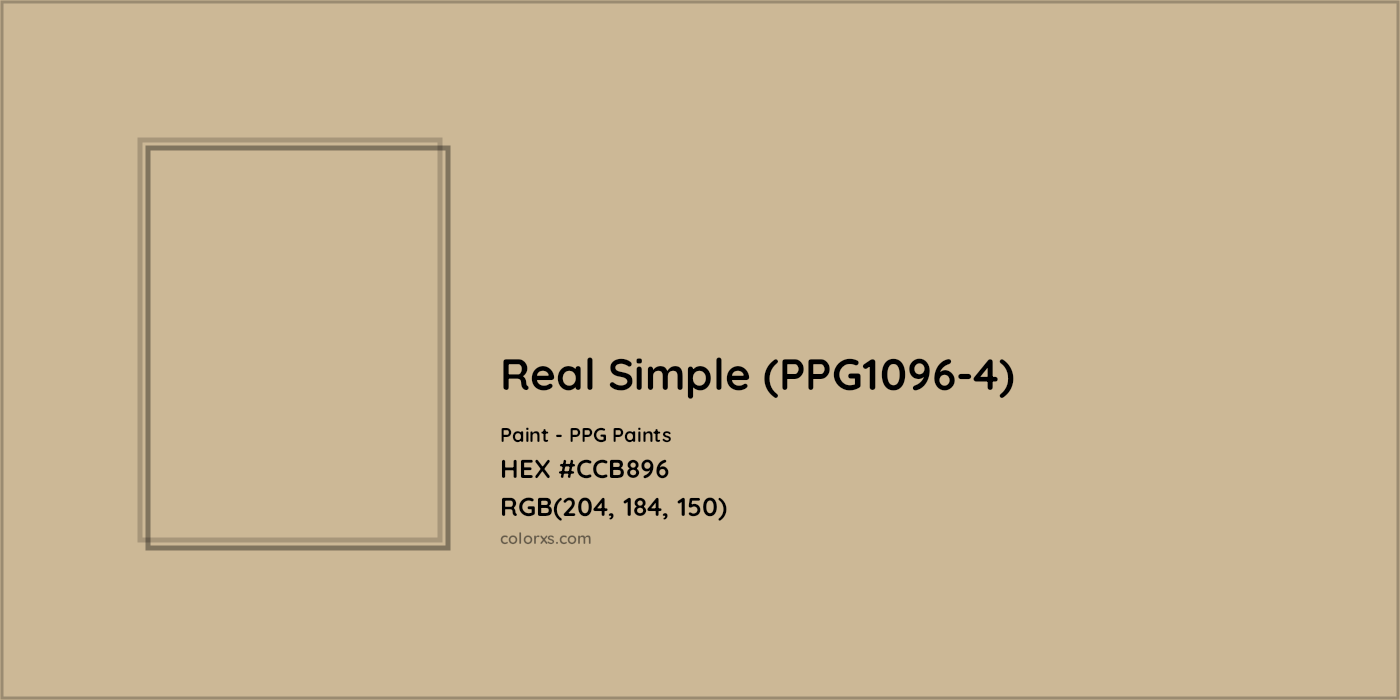 HEX #CCB896 Real Simple (PPG1096-4) Paint PPG Paints - Color Code