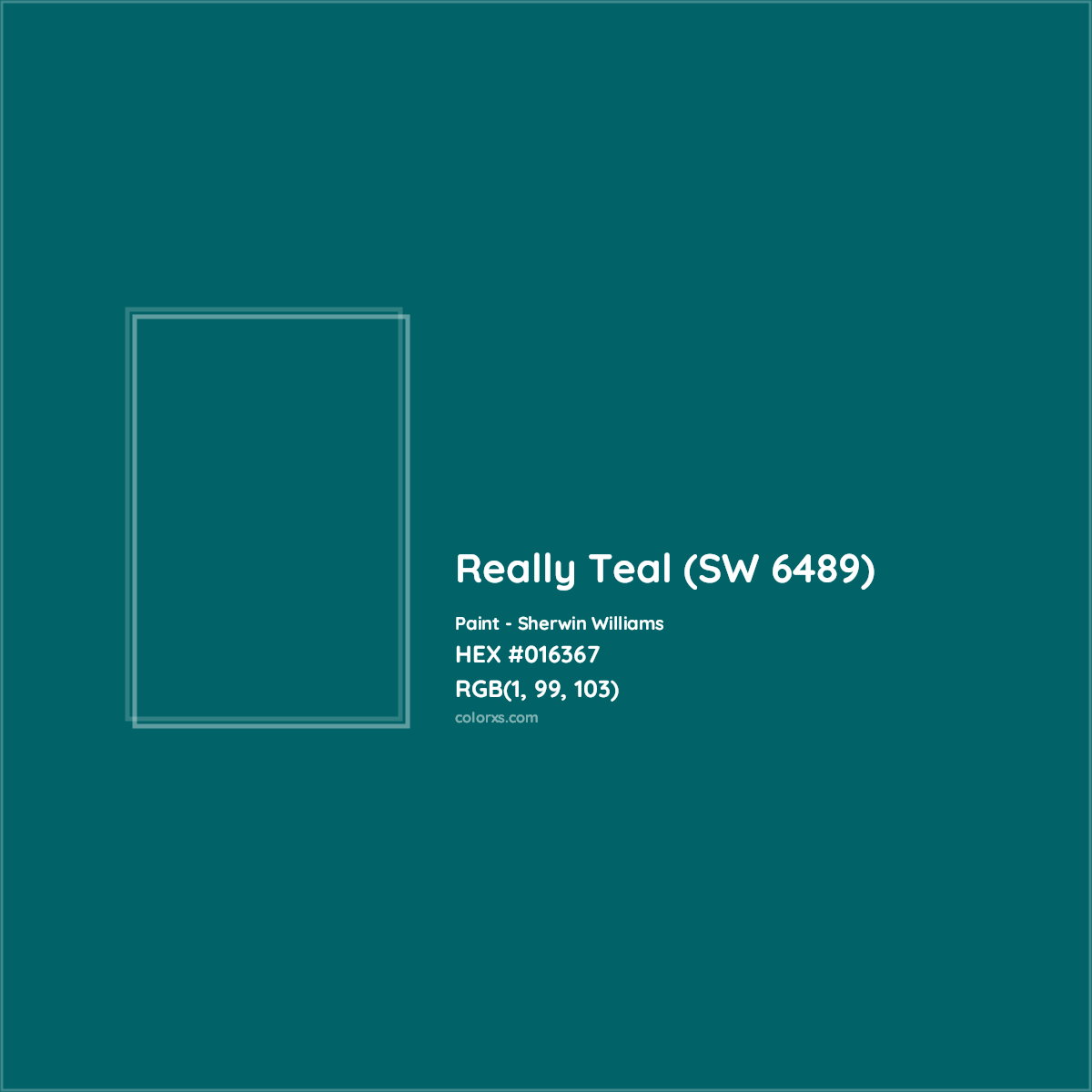 HEX #016367 Really Teal (SW 6489) Paint Sherwin Williams - Color Code