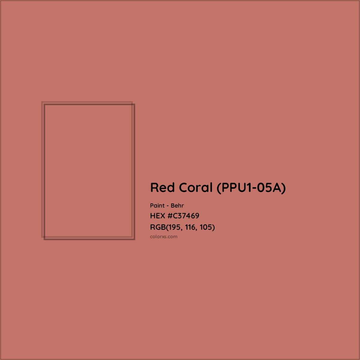 HEX #C37469 Red Coral (PPU1-05A) Paint Behr - Color Code