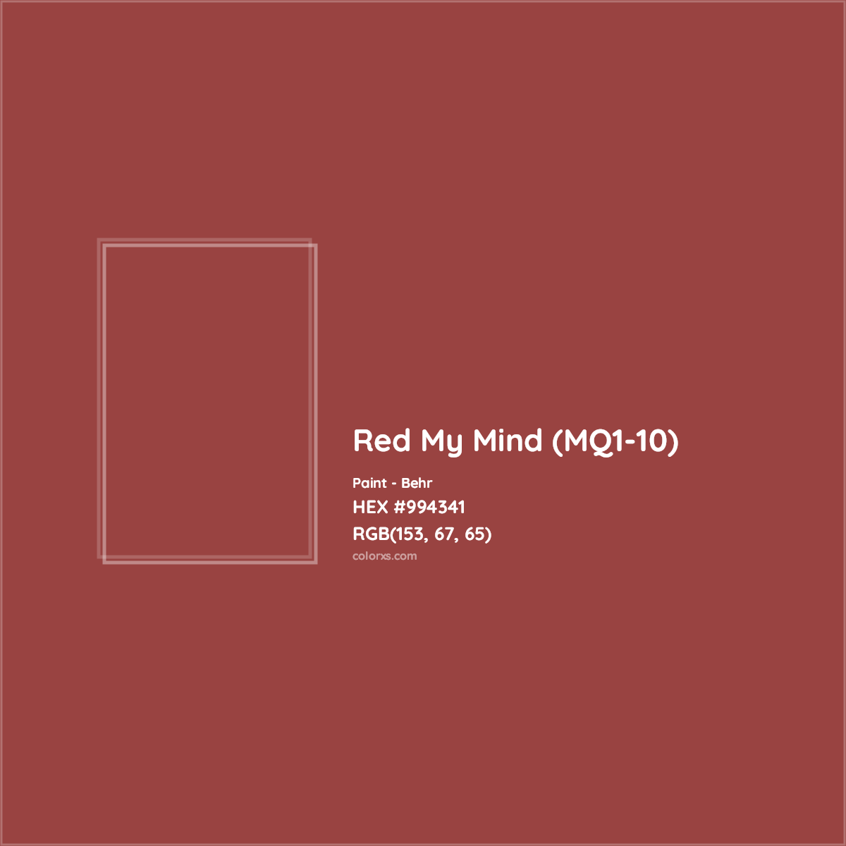 HEX #994341 Red My Mind (MQ1-10) Paint Behr - Color Code