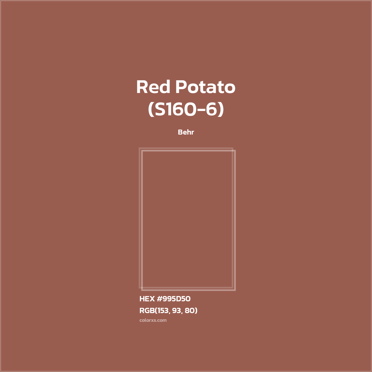 HEX #995D50 Red Potato (S160-6) Paint Behr - Color Code