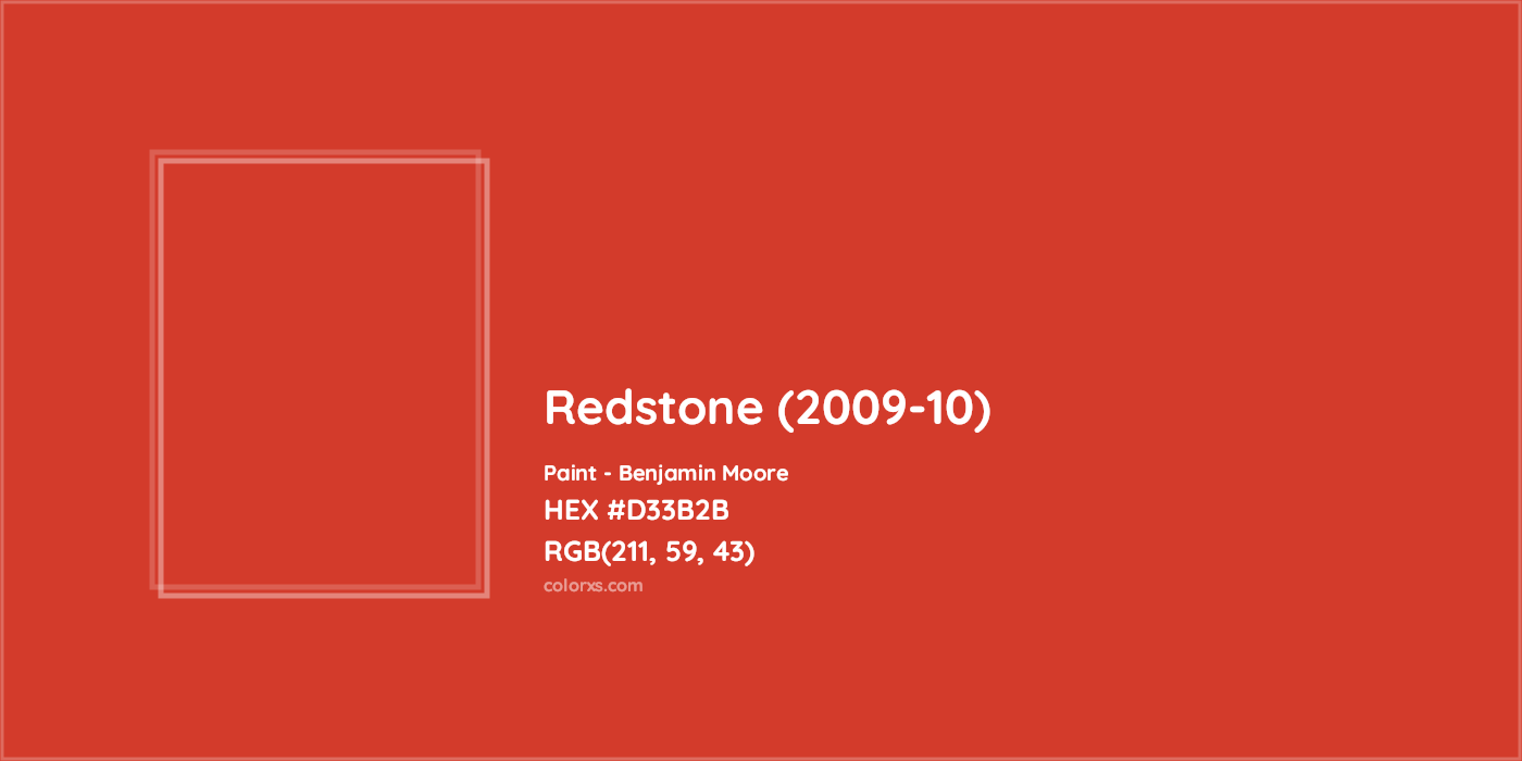 HEX #D33B2B Redstone (2009-10) Paint Benjamin Moore - Color Code