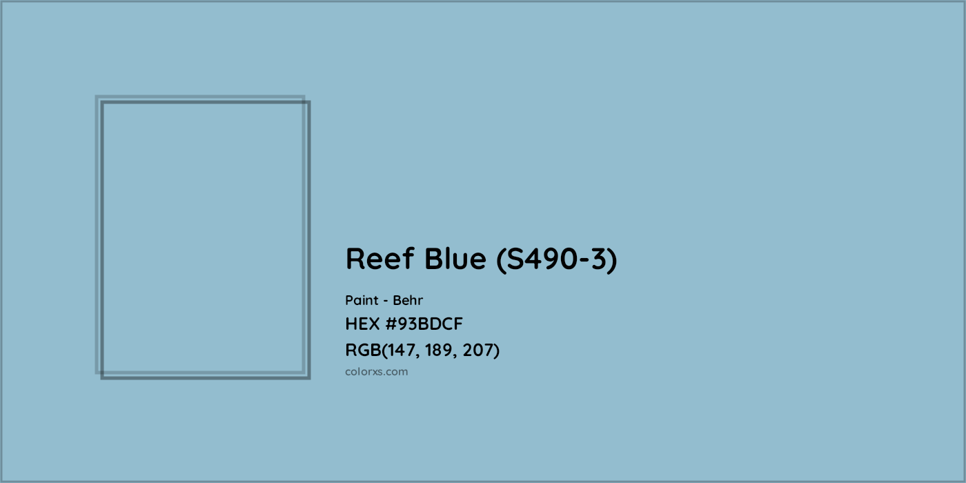 HEX #93BDCF Reef Blue (S490-3) Paint Behr - Color Code