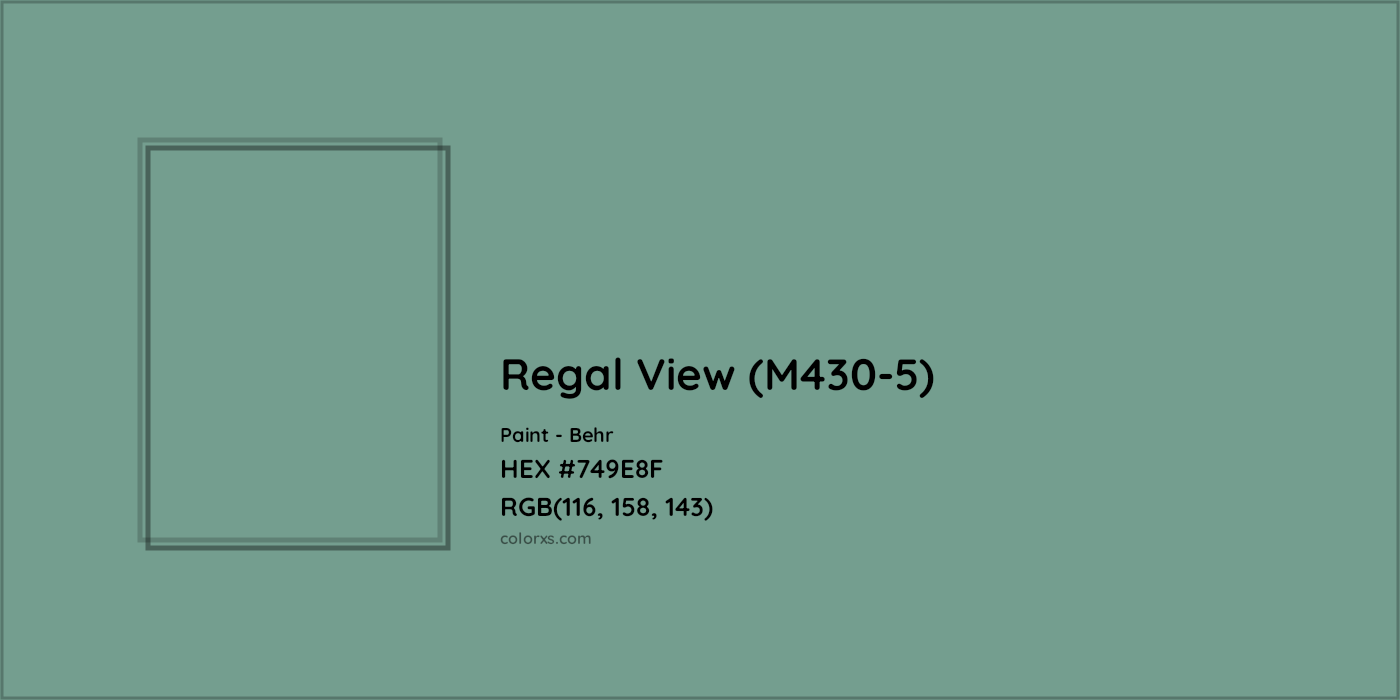 HEX #749E8F Regal View (M430-5) Paint Behr - Color Code