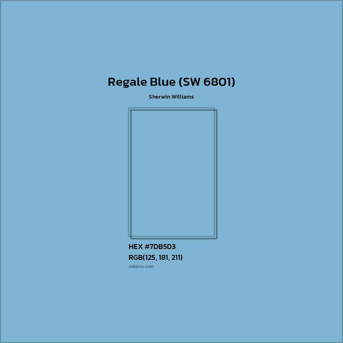 HEX #7DB5D3 Regale Blue (SW 6801) Paint Sherwin Williams - Color Code