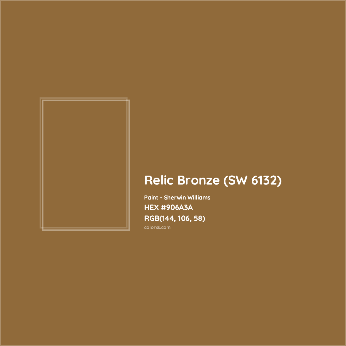 HEX #906A3A Relic Bronze (SW 6132) Paint Sherwin Williams - Color Code
