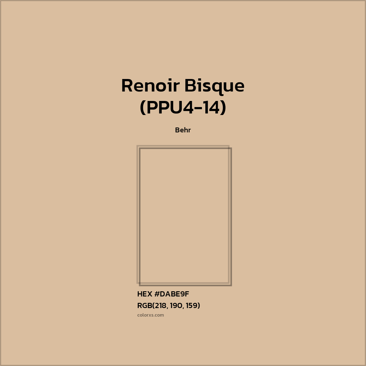 HEX #DABE9F Renoir Bisque (PPU4-14) Paint Behr - Color Code