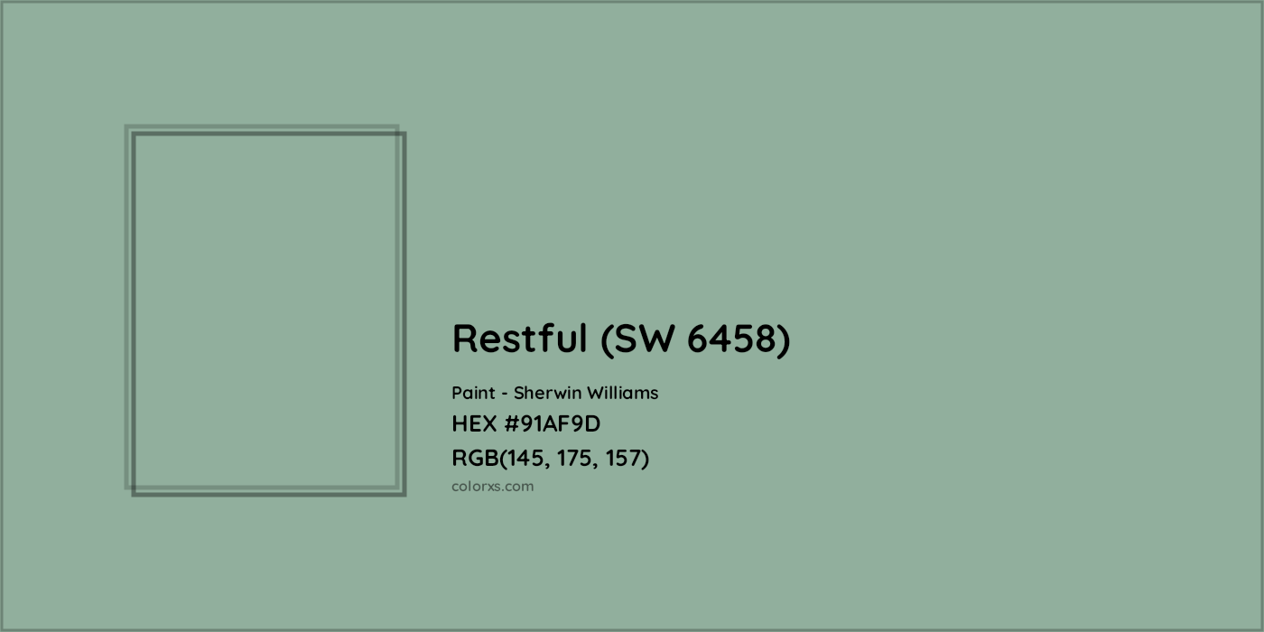 HEX #91AF9D Restful (SW 6458) Paint Sherwin Williams - Color Code