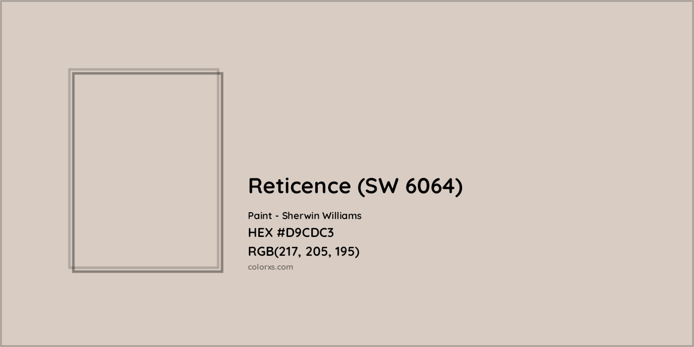 HEX #D9CDC3 Reticence (SW 6064) Paint Sherwin Williams - Color Code
