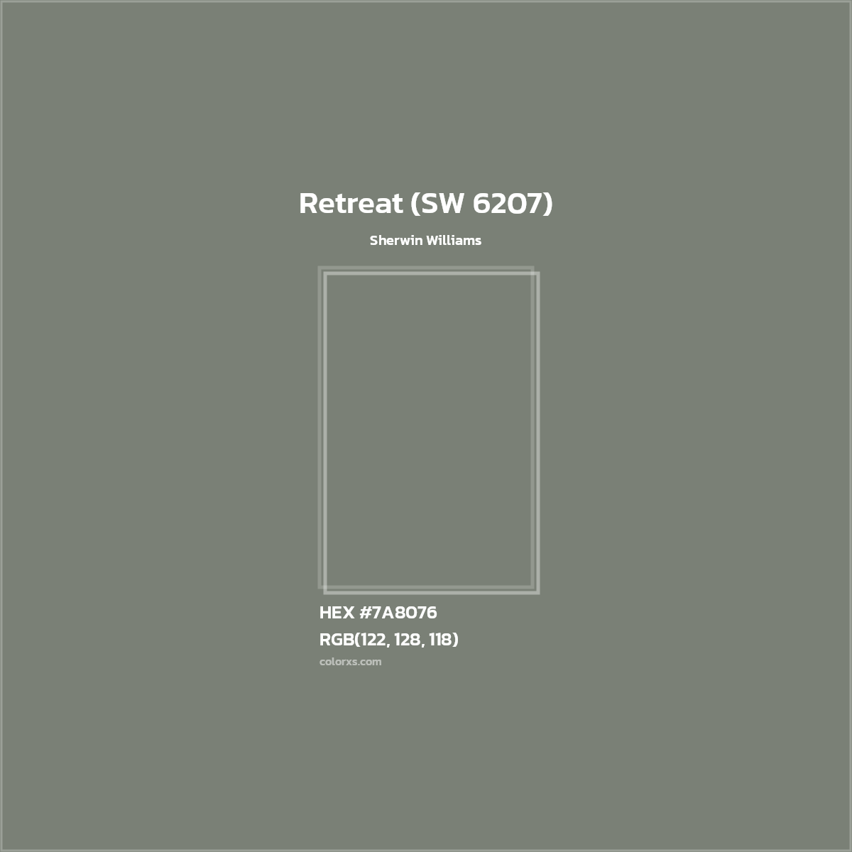 HEX #7A8076 Retreat (SW 6207) Paint Sherwin Williams - Color Code