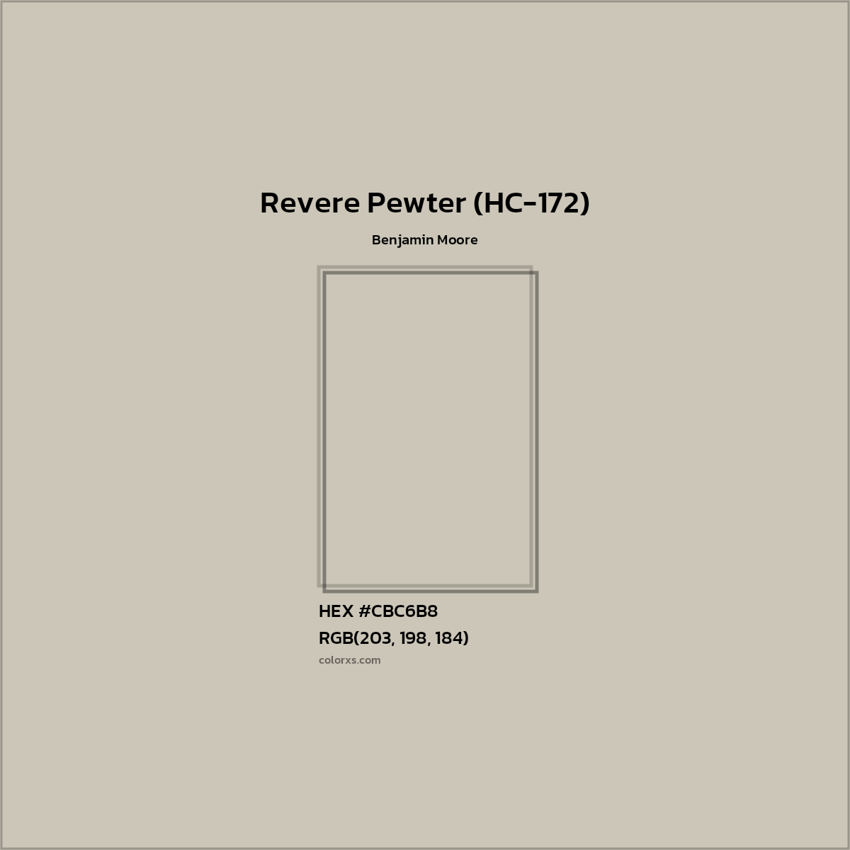 HEX #CBC6B8 Revere Pewter (HC-172) Paint Benjamin Moore - Color Code