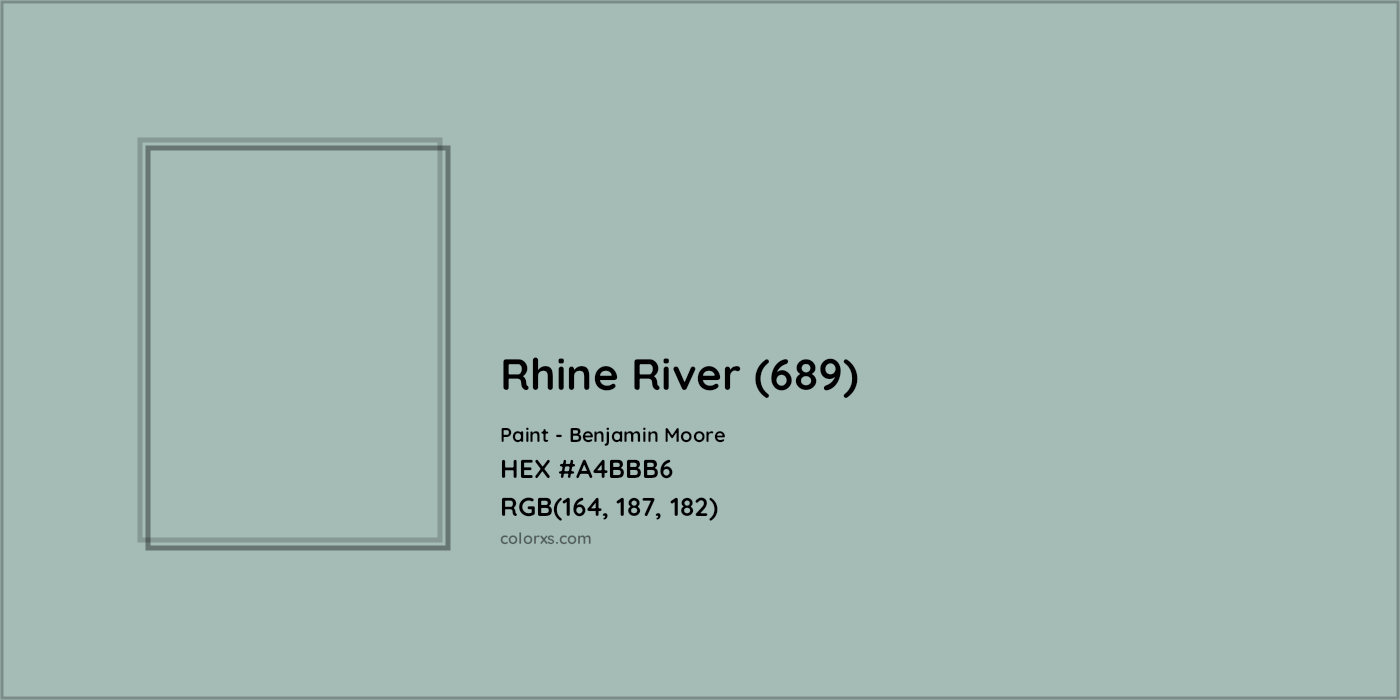 HEX #A4BBB6 Rhine River (689) Paint Benjamin Moore - Color Code
