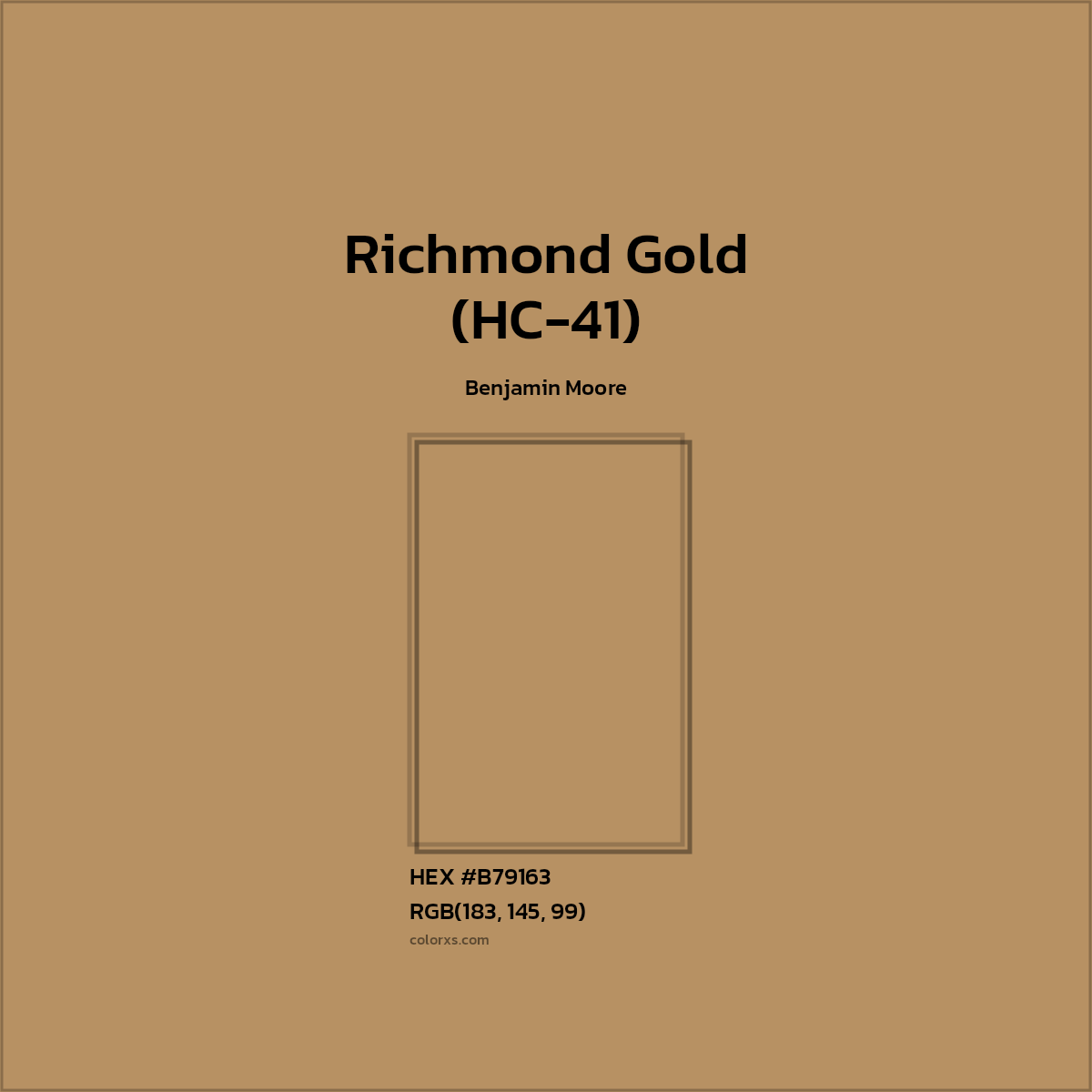 HEX #B79163 Richmond Gold (HC-41) Paint Benjamin Moore - Color Code