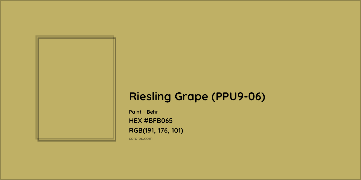 HEX #BFB065 Riesling Grape (PPU9-06) Paint Behr - Color Code