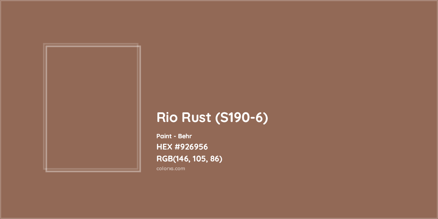 HEX #926956 Rio Rust (S190-6) Paint Behr - Color Code