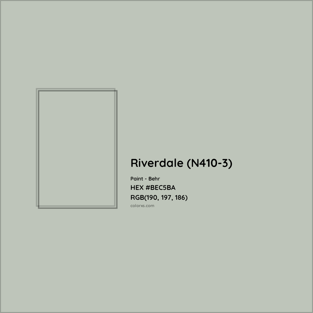 HEX #BEC5BA Riverdale (N410-3) Paint Behr - Color Code