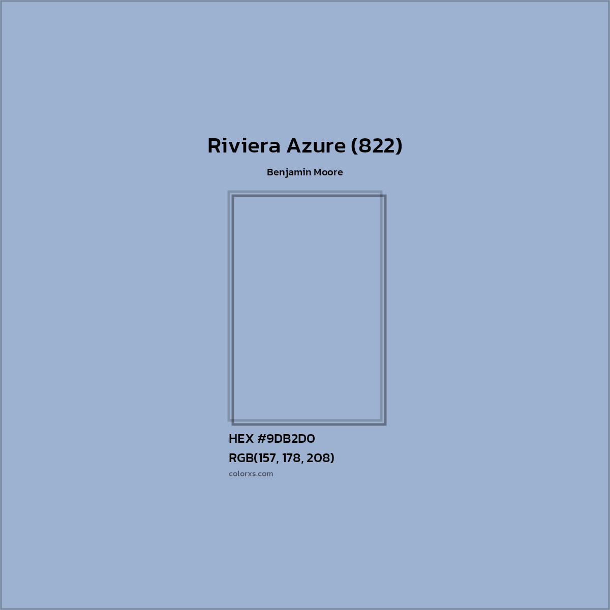 HEX #9DB2D0 Riviera Azure (822) Paint Benjamin Moore - Color Code