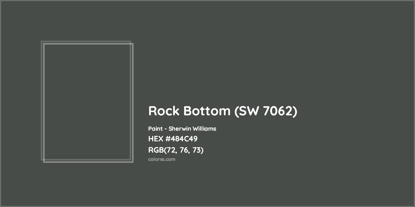 HEX #484C49 Rock Bottom (SW 7062) Paint Sherwin Williams - Color Code