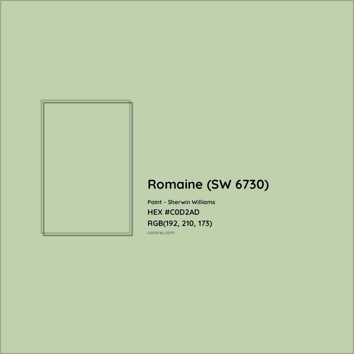 HEX #C0D2AD Romaine (SW 6730) Paint Sherwin Williams - Color Code