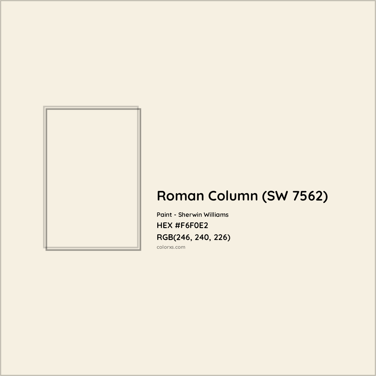 HEX #F6F0E2 Roman Column (SW 7562) Paint Sherwin Williams - Color Code
