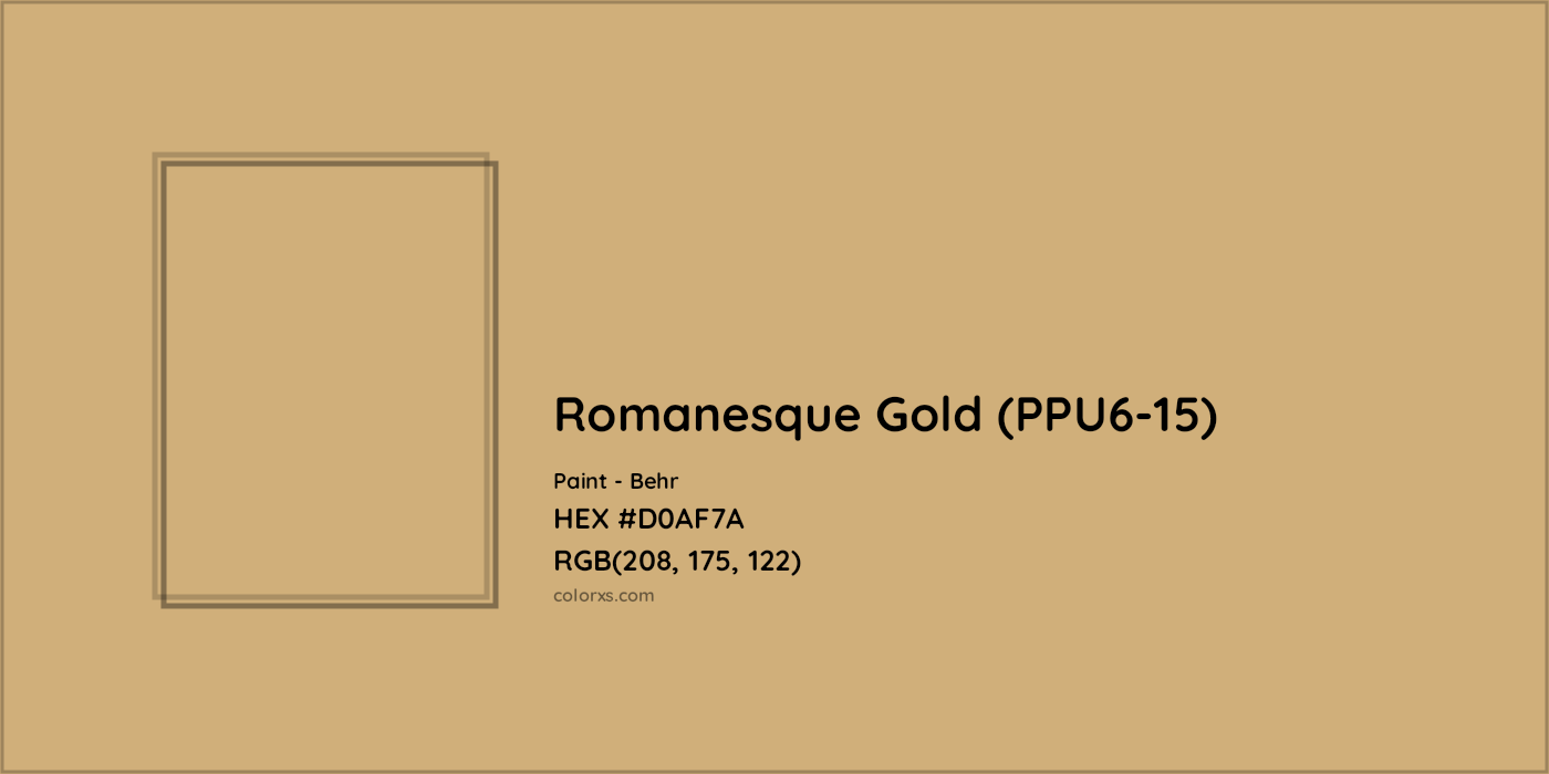 HEX #D0AF7A Romanesque Gold (PPU6-15) Paint Behr - Color Code