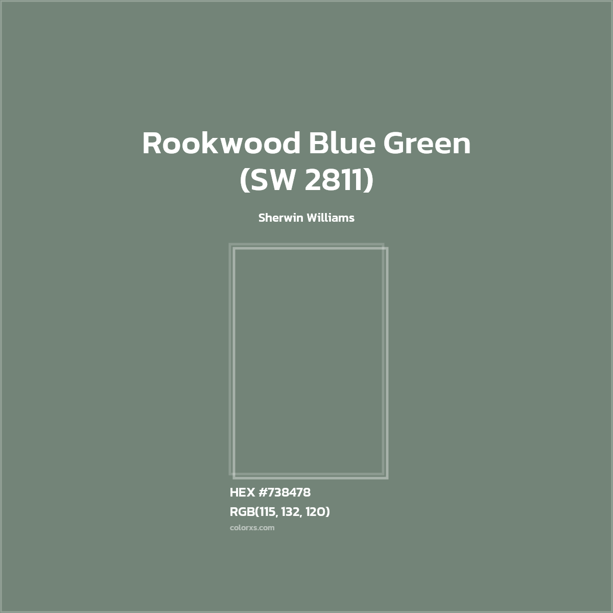 HEX #738478 Rookwood Blue Green (SW 2811) Paint Sherwin Williams - Color Code